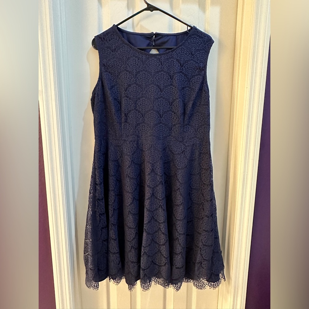 Elegant blue lace a line dress
